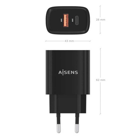 Cargador pared USB-C y USB-A 30W AISENS A110-0953
