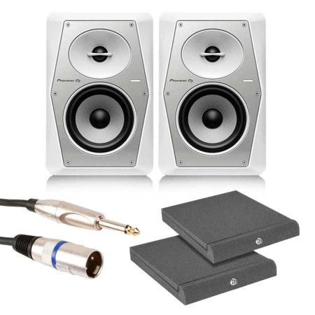 PIONEER DJ VM-50-W + Soportes ADAM HALL PAD ECO 2 + Cable Jack-XLR