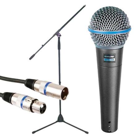 SHURE Beta 58 A + Soporte Pie de micrófono + Cable XLR 3m
