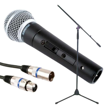 SHURE SM58 SE + Soporte Pie Micrófono + Cable XLR 3m