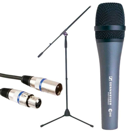 SENNHEISER E 845 + Soporte Pie Micrófono + Cable XLR 6m