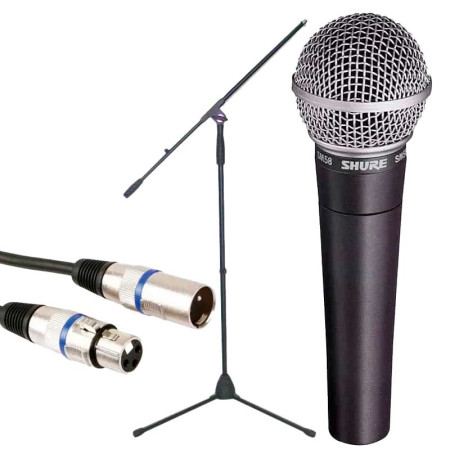 SHURE SM58 LCE + Soporte Pie Micrófono + Cable XLR 3m