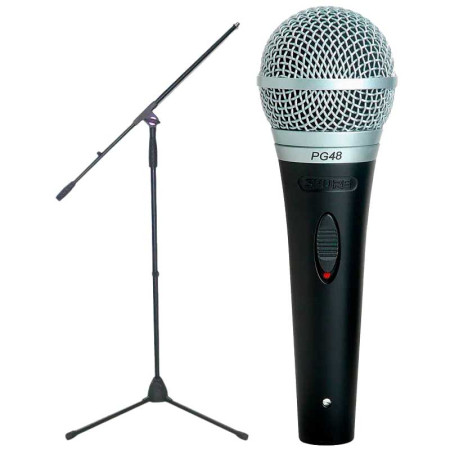 SHURE PGA48-XLR-E + Soporte Pie Micrófono