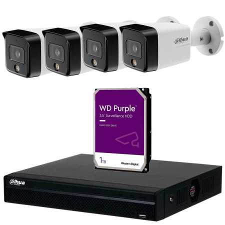 Pack Ahorro 4x DAHUA IPC-HFW1639TC-A-IL + DAHHUA NVR1104HS-P-S3/H + Disco Duro 1TB