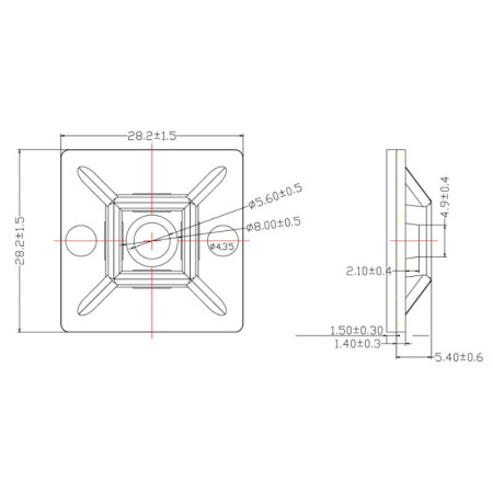 Base adhesiva para bridas hasta 4,9mm.