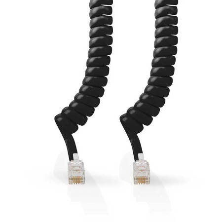 CONEXION TELEFONO RIZADO NEGRO 4P4C 2 MTR.