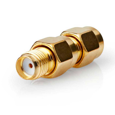 ADAPTADOR SMA-RP MACHO A SMA HEMBRA, DORADO