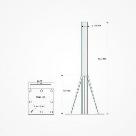 SOPORTE SUELO PARA ANTENA PARABOLICA 180CM.
