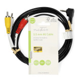 Conexión JACK 3.5mm. 4C. A 3 RCA M., 2 Metros