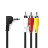 Conexión JACK 3.5mm. 4C. A 3 RCA M., 1 Metro