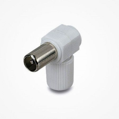 Conector Coaxial TV MACHO 9,52 mm. Acodado