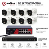 KIT VIDEOVIGILANCIA SAFIRE SMART 8 CAMARAS IP 4MPX
