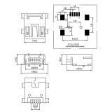 Conector Mini USB 5P hembra tipo B