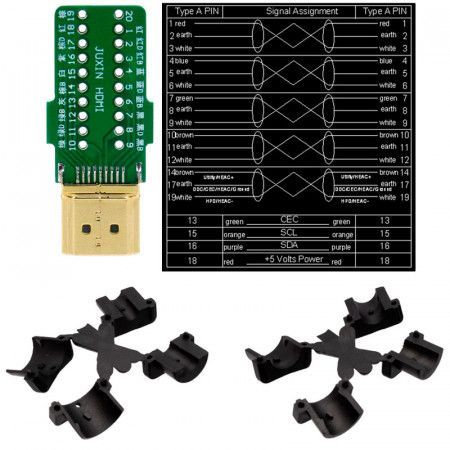 Conector HDMI macho con terminales